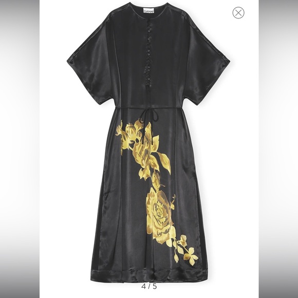 Ganni Printed Satin Midi Dress - Picture 5 of 7